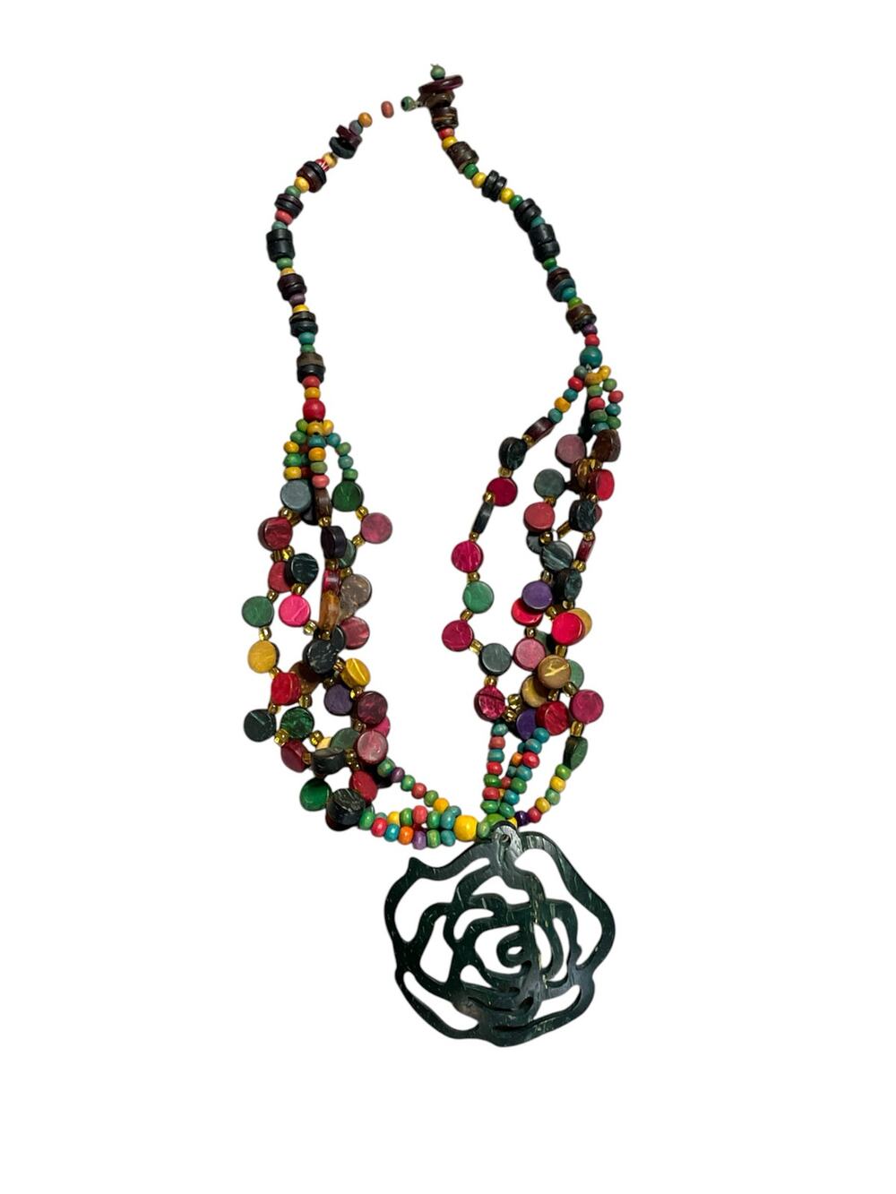Costa Rican Artisan Colorful Wood Bead Necklace